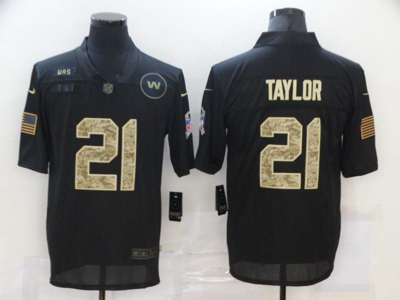 Men Washington Redskins #21 Taylor Black camo Lettering 2020 Nike NFL Jersey